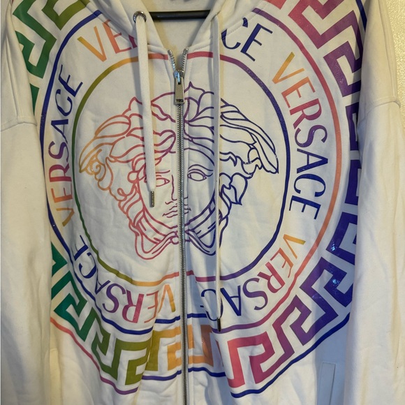 Versace zip-up hoodie - white and multicoloured #Versace never worn or used - Picture 2 of 4